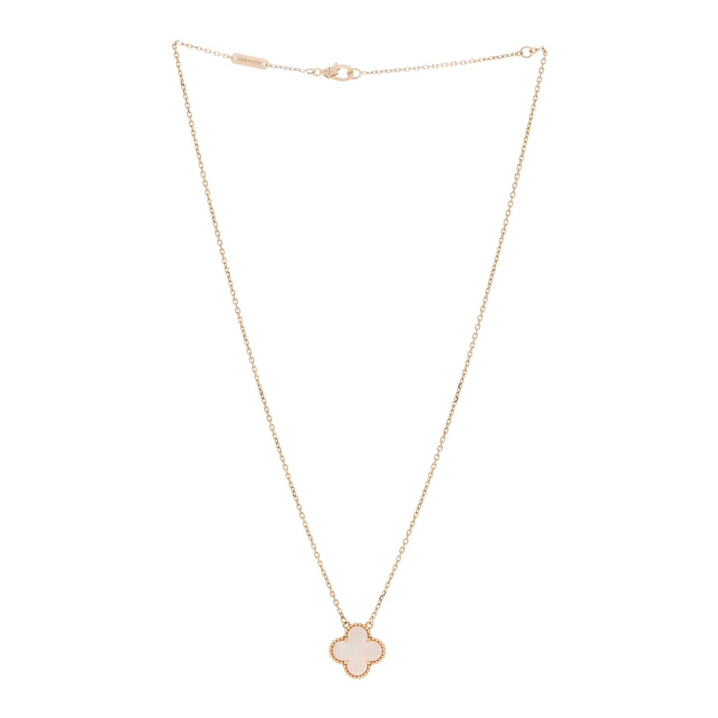 18K Yellow Gold Mother of Pearl Vintage Alhambra Pendant Necklace
