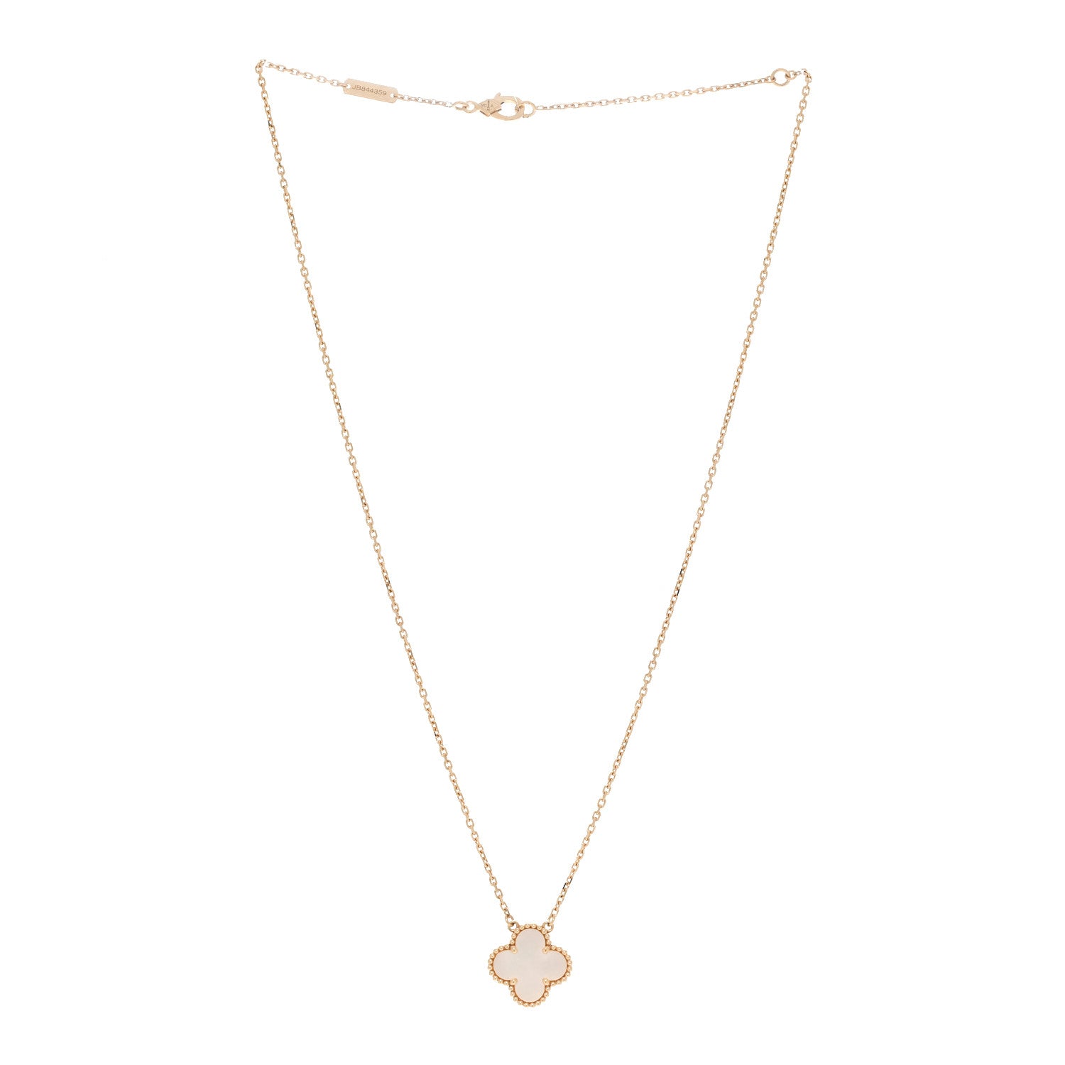 Van Cleef & Arpels 18K Yellow Gold Mother of Pearl Vintage Alhambra Pendant Necklace 3 of 5