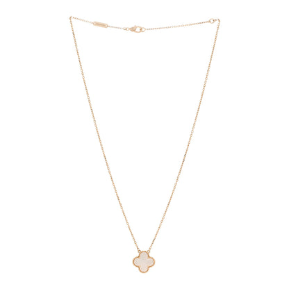 Van Cleef & Arpels 18K Yellow Gold Mother of Pearl Vintage Alhambra Pendant Necklace 3 of 5