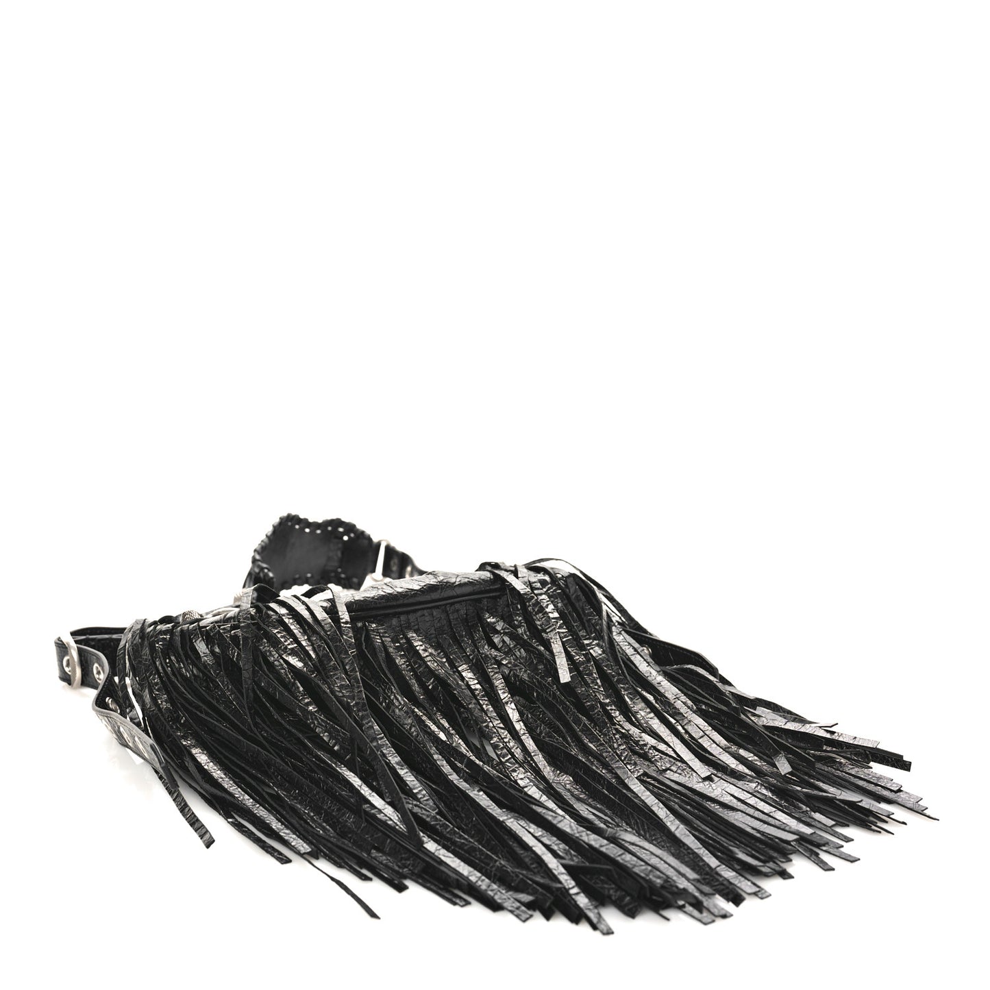 Agneau Arena Le Cagole Fringe Shoulder Bag XS Black