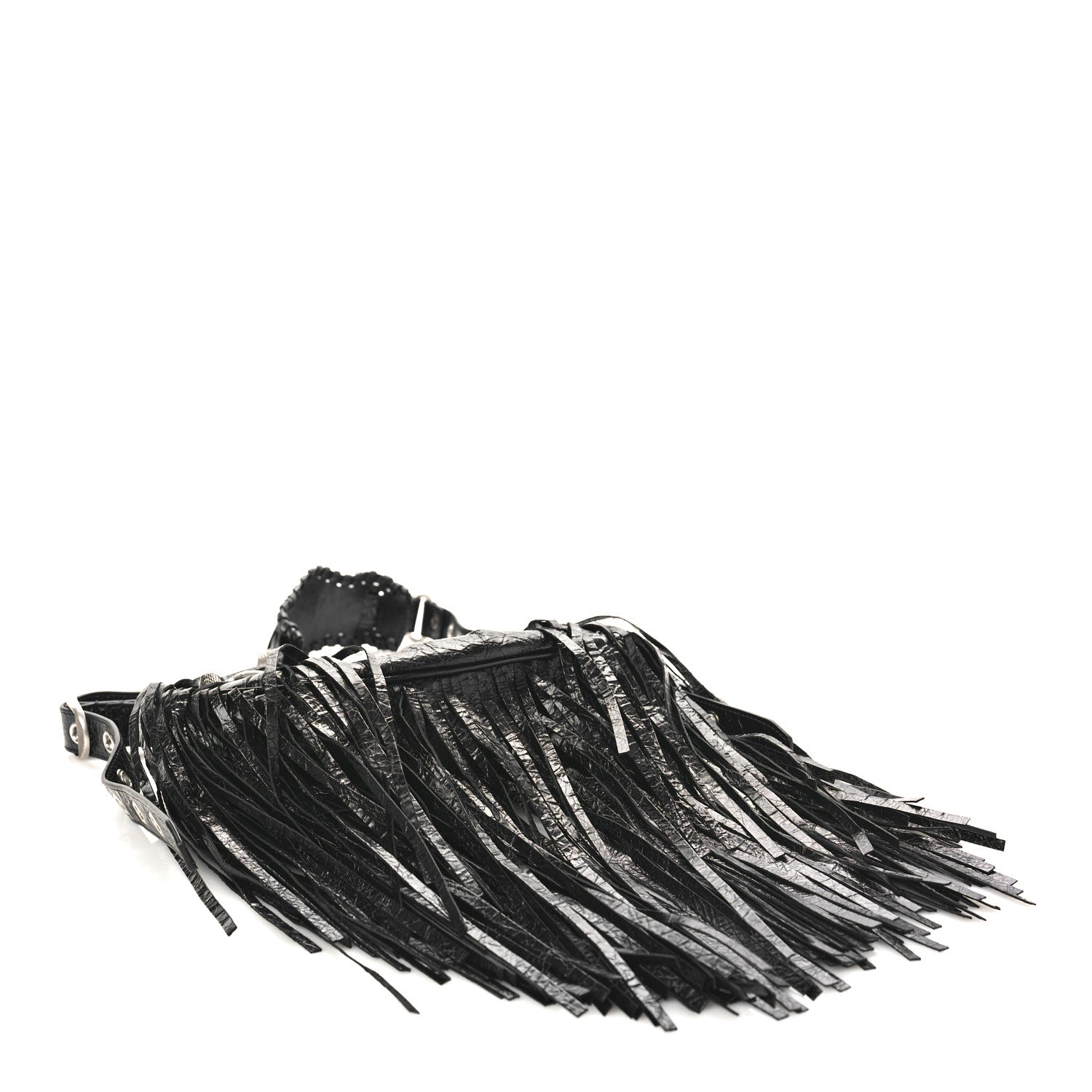 Balenciaga Agneau Arena Le Cagole Fringe Shoulder Bag XS Black 5 of 10