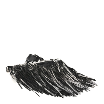 Balenciaga Agneau Arena Le Cagole Fringe Shoulder Bag XS Black 5 of 10