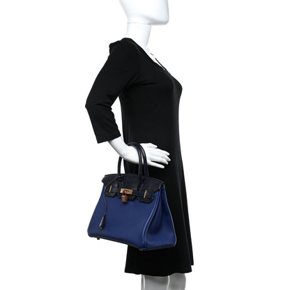 Hermes Togo Matte Alligator Birkin Touch 30 Bleu Saphir Bleu Marine 2 of 11