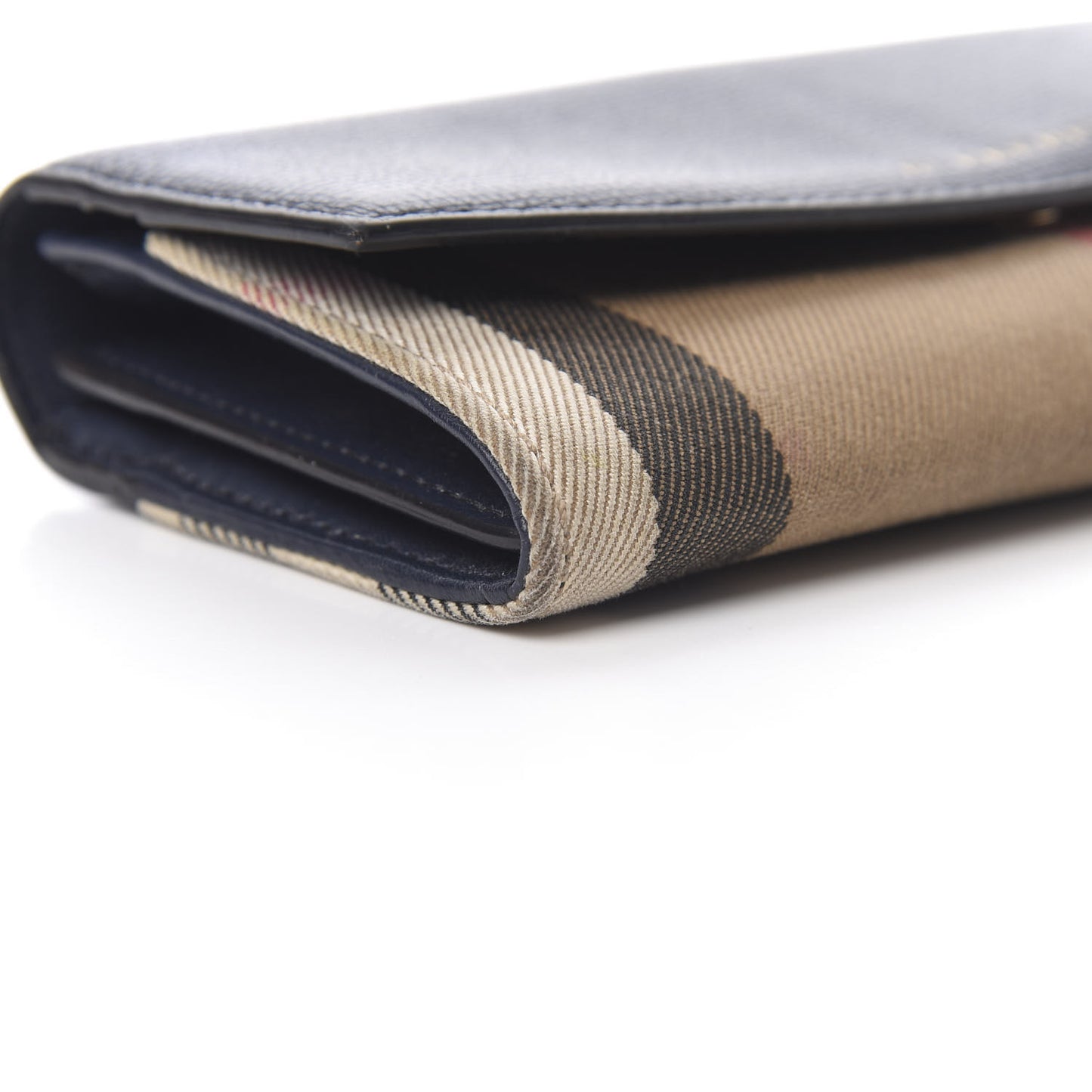 Calfskin House Check Continental Wallet Navy