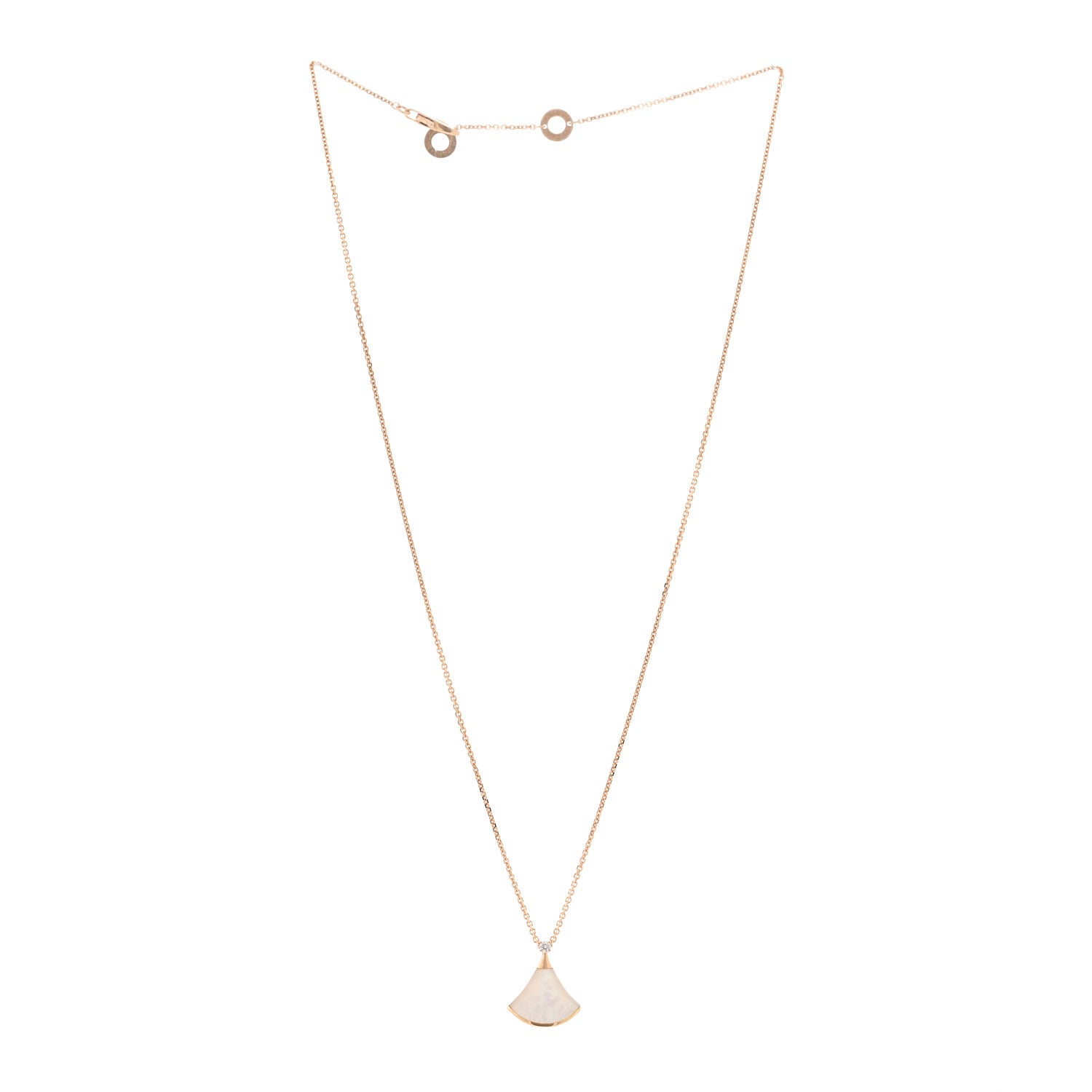 Bulgari 18K Rose Gold Diamond Mother of Pearl Small Divas' Dream Pendant Necklace 3 of 5