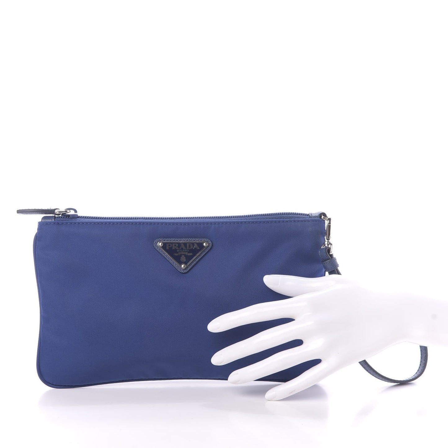 Tessuto Nylon Saffiano Wristlet Bluette