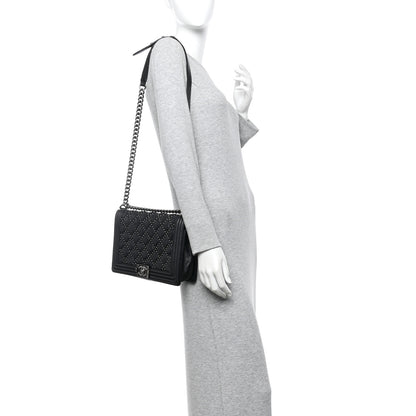 Chanel Crumpled Lambskin New Medium Studded Boy Flap Black 2 of 10