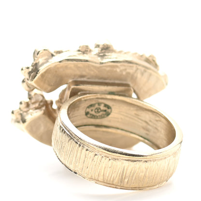 Chanel Enamel Crystal CC Ring 5 Black 3 of 5