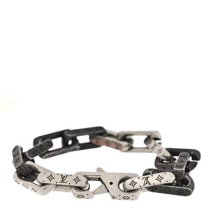 Louis Vuitton Metal Monogram Chain Bracelet Silver Black 4 of 6