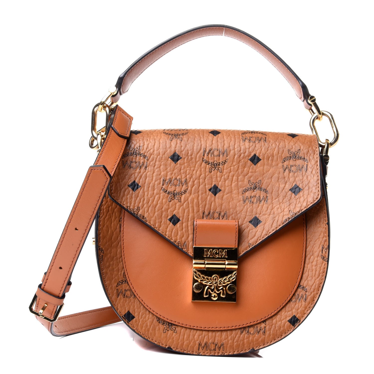 MCM Visetos Small Patricia Saddle Bag Cognac 1 of 5