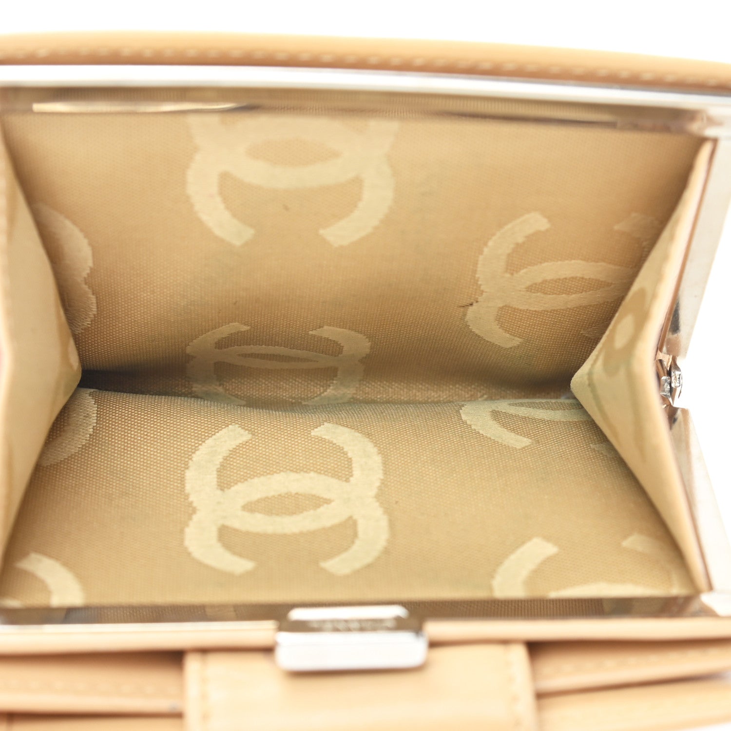 Chanel Calfskin Quilted Cambon Bi-Fold Wallet Beige Black 5 of 9