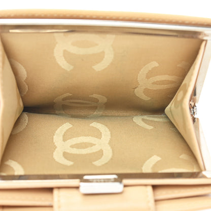 Chanel Calfskin Quilted Cambon Bi-Fold Wallet Beige Black 5 of 9