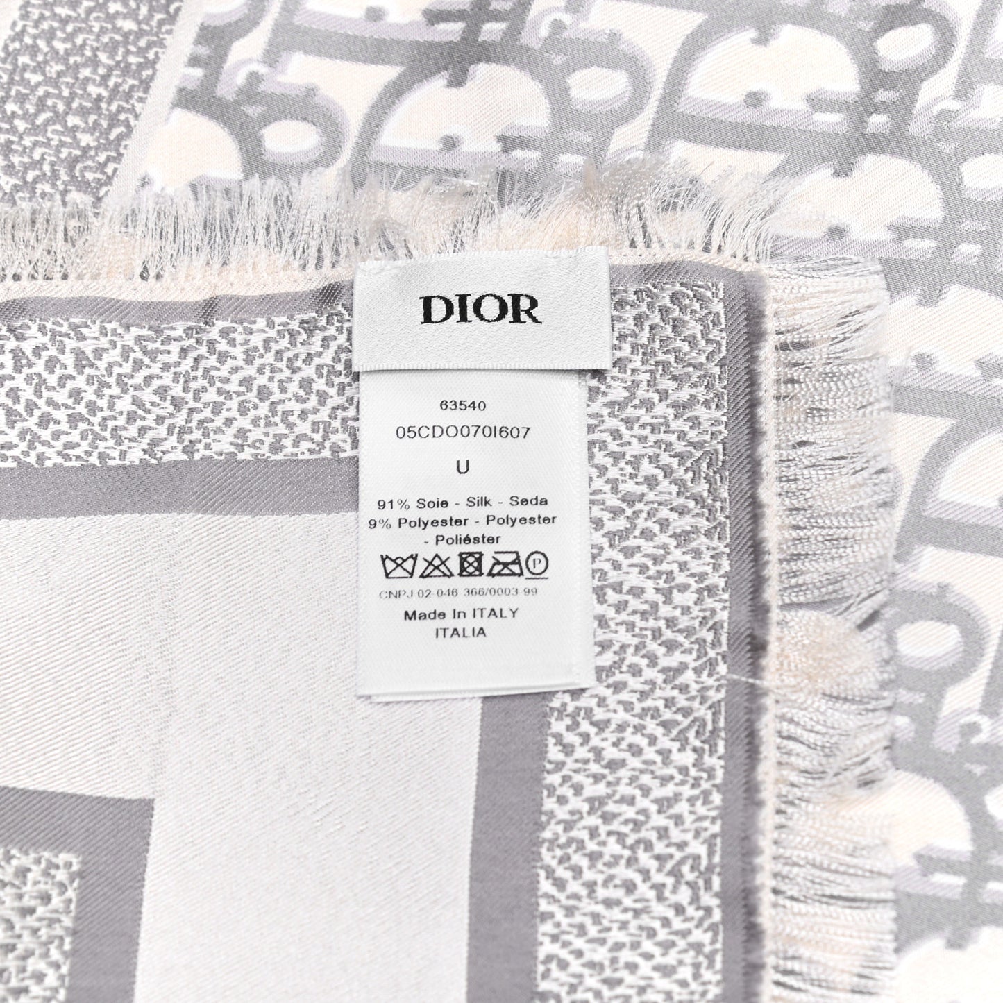 Silk Oblique Scarf Grey