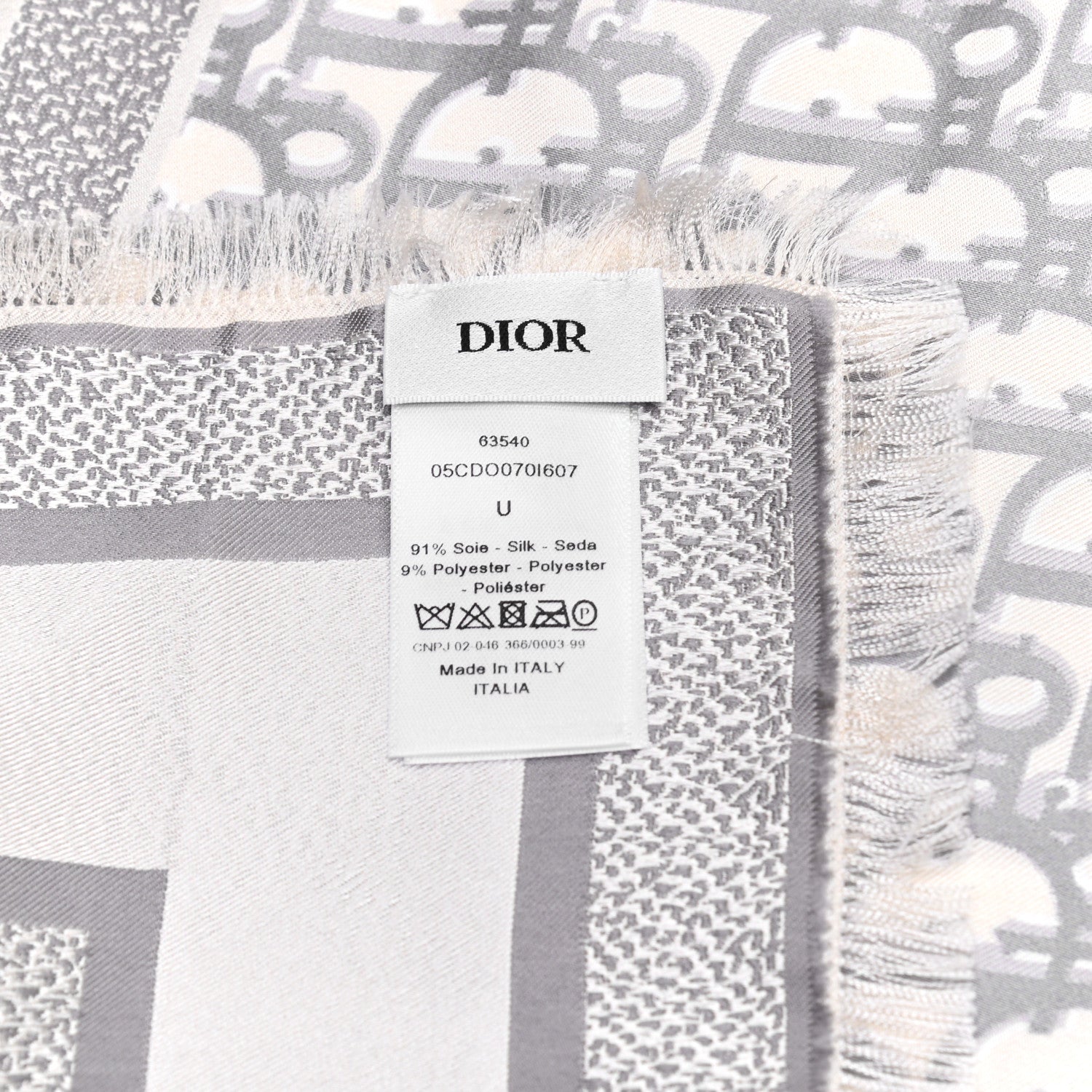 Christian Dior Silk Oblique Scarf Grey 10 of 10