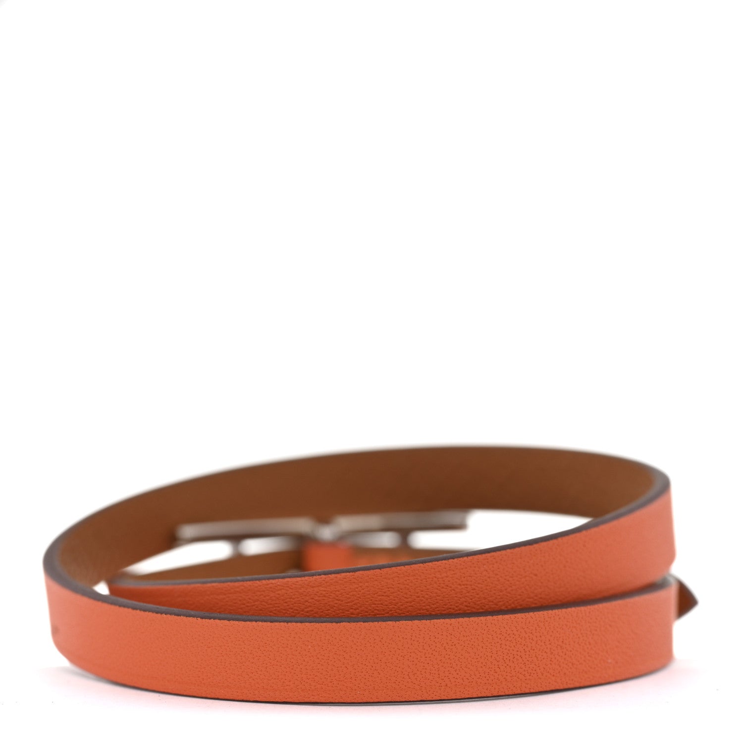 Hermes Swift Epsom Behapi Double Tour Reversible Bracelet T4 Orange Gold 3 of 7