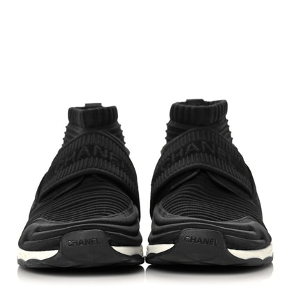 Chanel Stretch Fabric CC Sneakers 38.5 Black 2 of 8