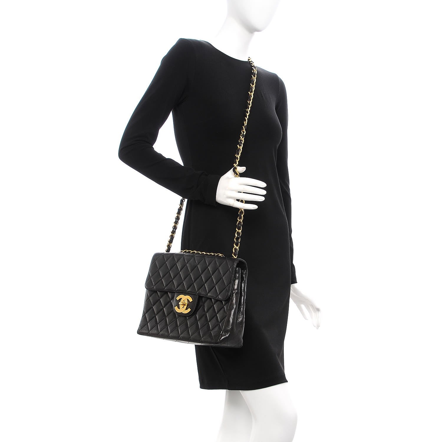 Chanel Lambskin Quilted Jumbo Single Flap Black 2 of 17