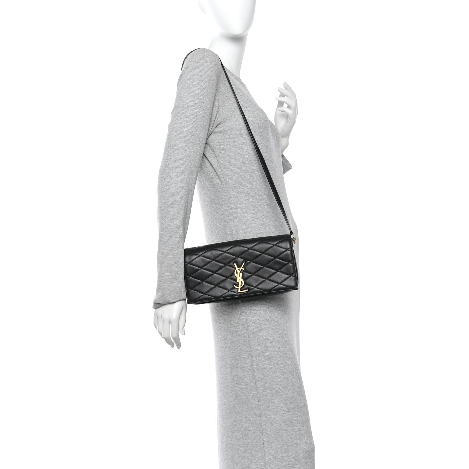 Saint Laurent Lambskin Quilted Monogram Kate 99 Black 2 of 10