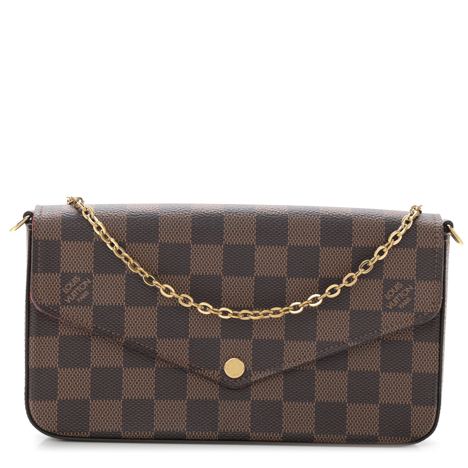 Louis Vuitton Damier Ebene Pochette Felicie Chain Wallet 1 of 12
