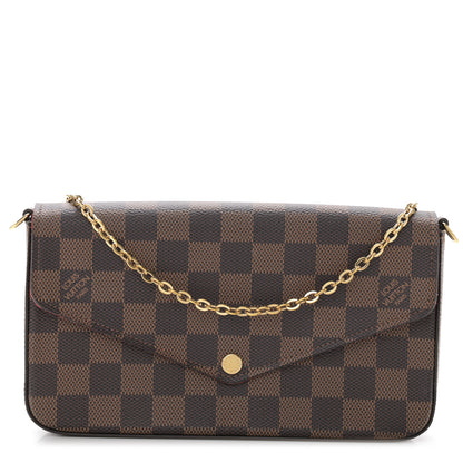 Louis Vuitton Damier Ebene Pochette Felicie Chain Wallet 1 of 12