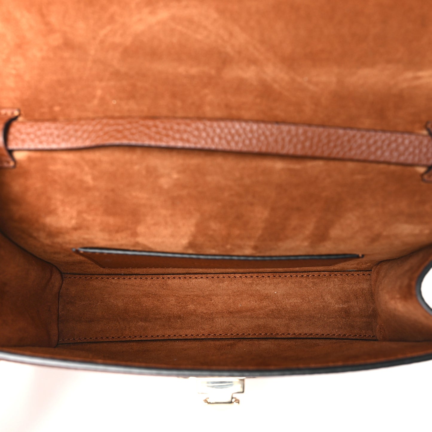 Pebbled Calfskin Medium Rockstud Flip Lock Crossbody Bag Saddle Brown