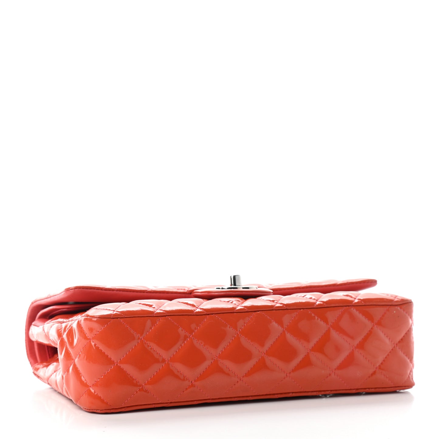 Patent Quilted Medium Double Flap Orange