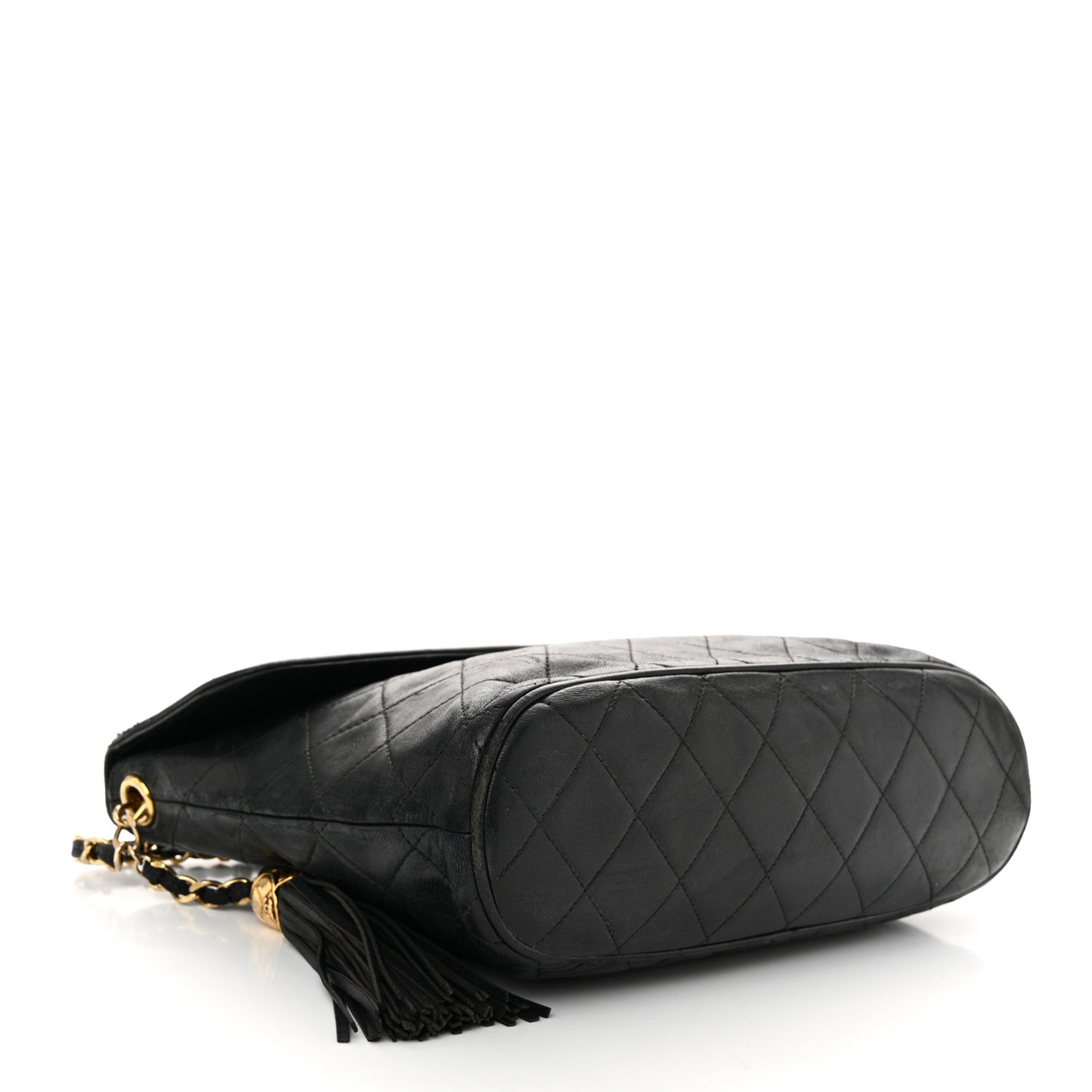 Lambskin Quilted CC Tassel Flap Black