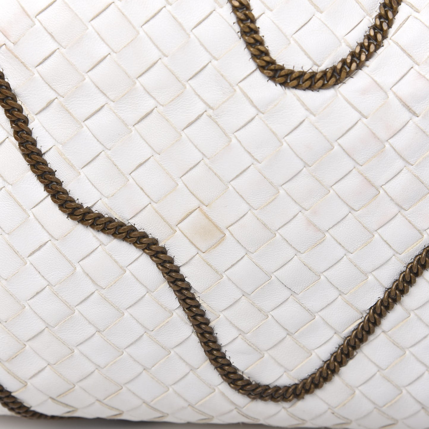 Nappa Intrecciato Medium Veneta Chain Hobo White