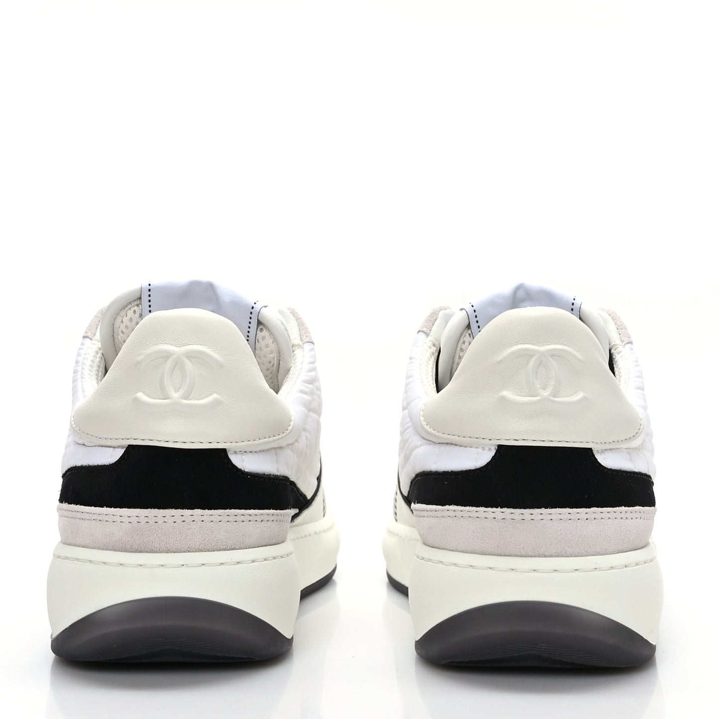 Suede Fabric Calfskin Womens CC Sneakers 38.5 White Light Gray