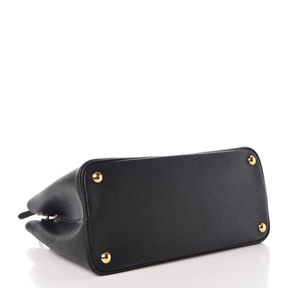 Prada Saffiano Cuir Crocodile Small Double Bag Black Rosso 4 of 7