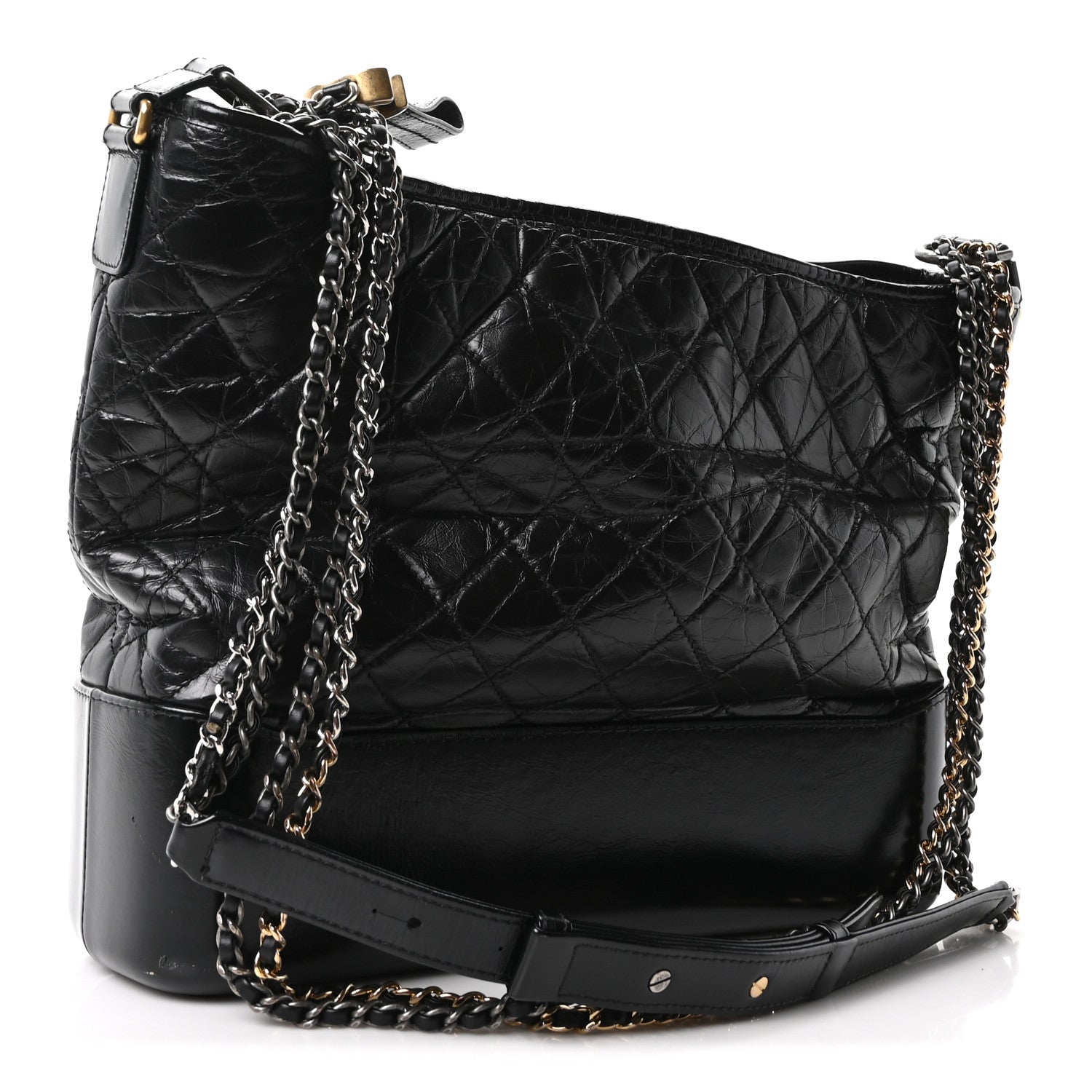 Chanel Aged Calfskin Quilted Large Gabrielle Hobo Black 3 of 10