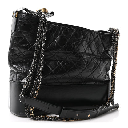 Chanel Aged Calfskin Quilted Large Gabrielle Hobo Black 3 of 10