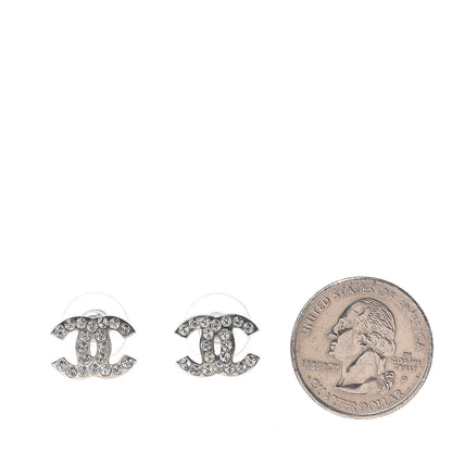 Chanel Crystal Timeless CC Earrings Silver 2 of 5