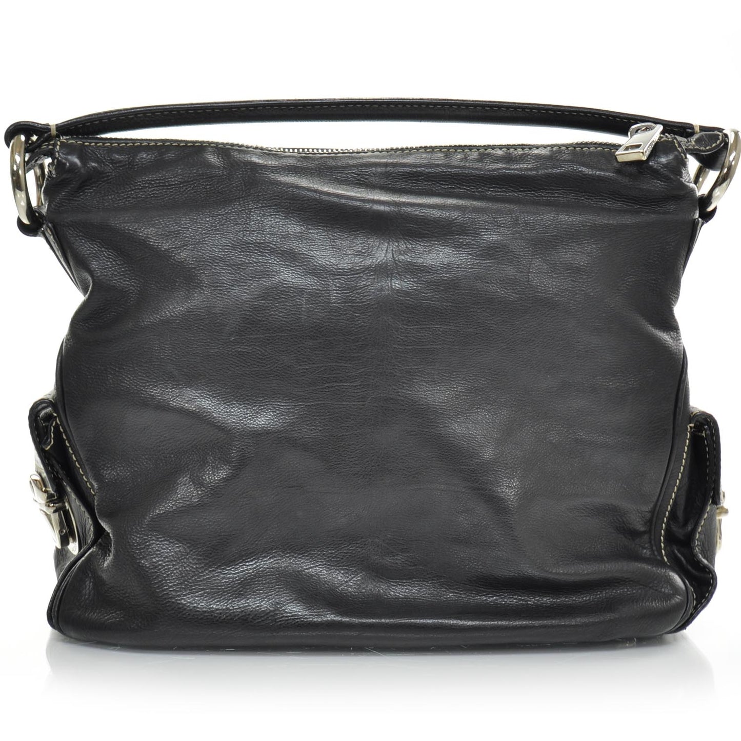 Leather Large Multipocket Hobo Black