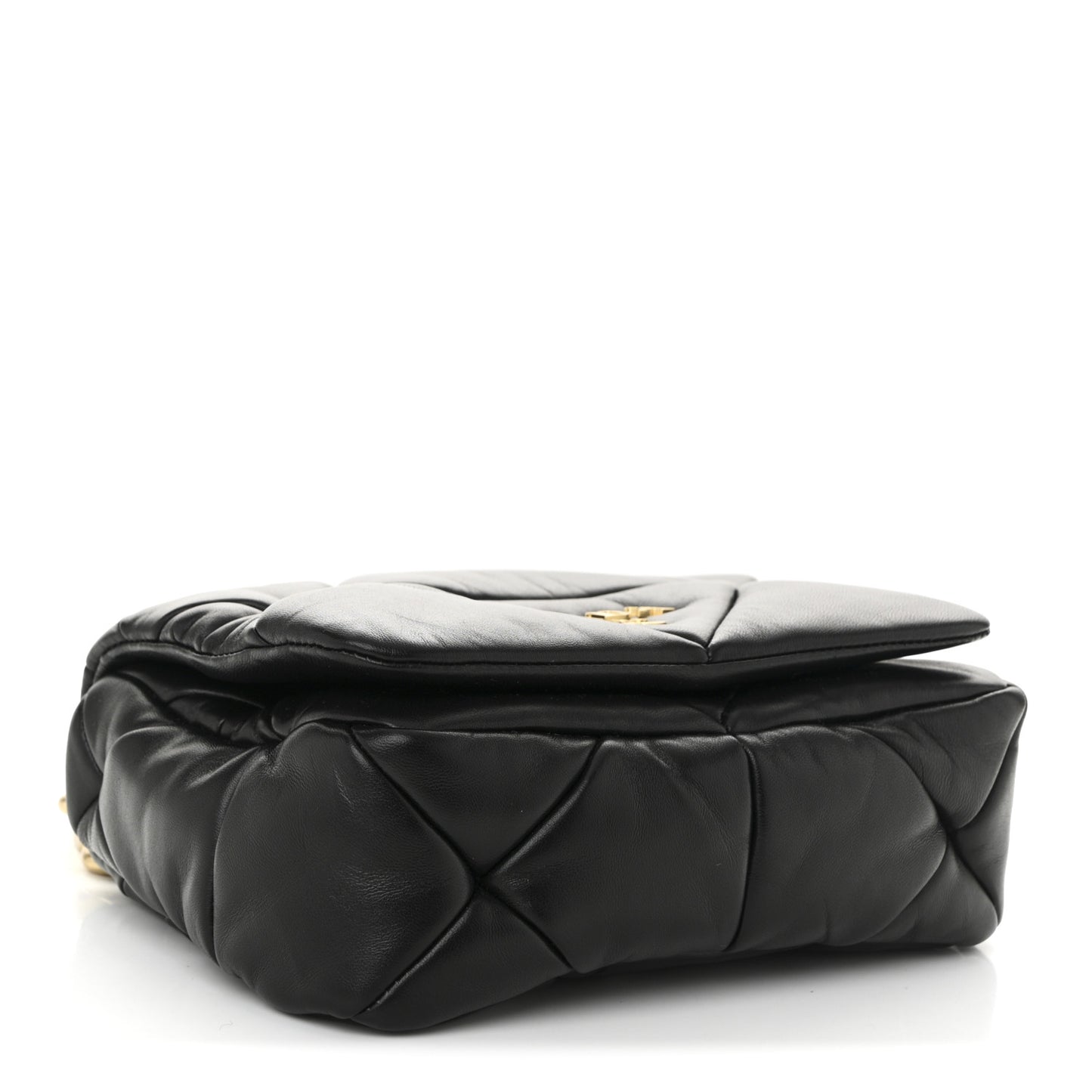 Nappa Metal Quilted Small Patchwork System Flap Bag Black
