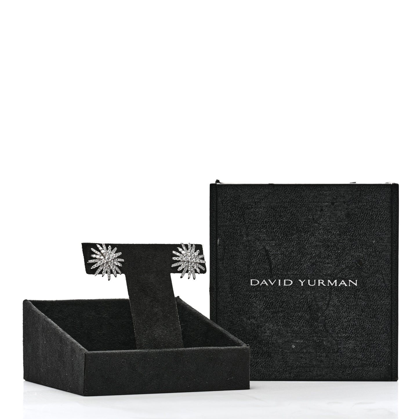 18K White Gold Diamond 19mm Starburst Earrings