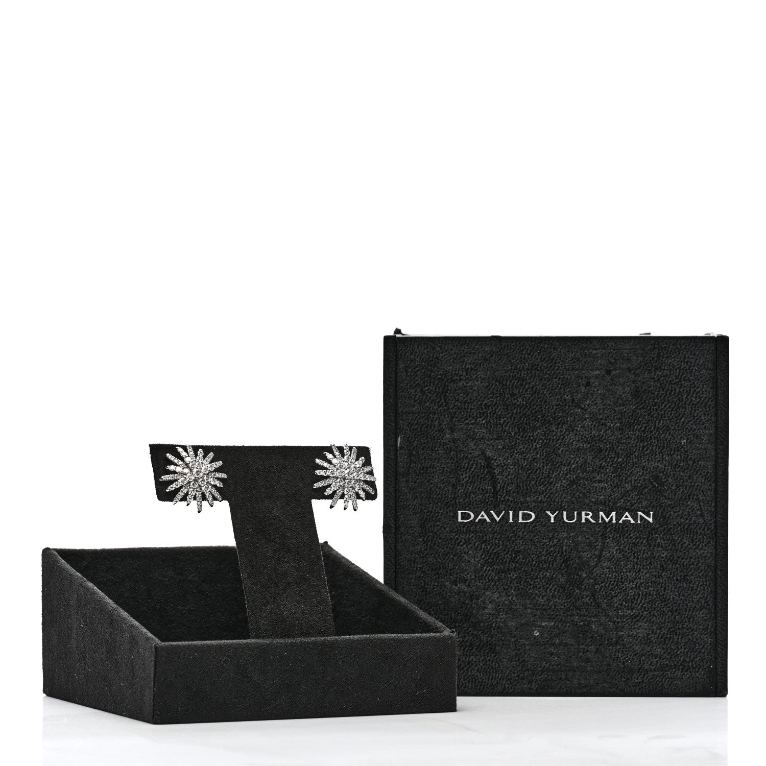 David Yurman 18K White Gold Diamond 19mm Starburst Earrings 5 of 5