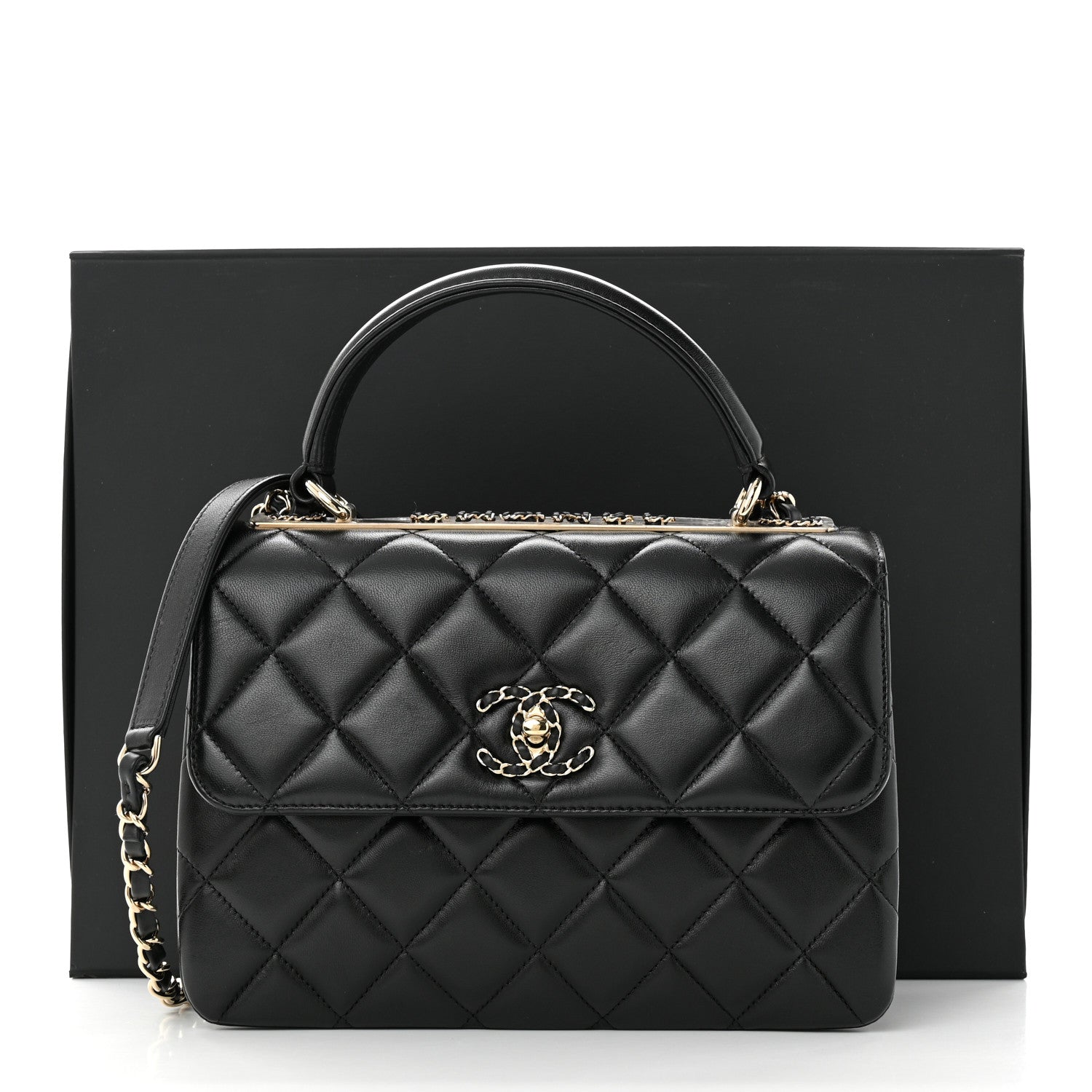 Chanel Lambskin Quilted Small Trendy CC Chain Dual Handle Flap Bag Black 11 of 11