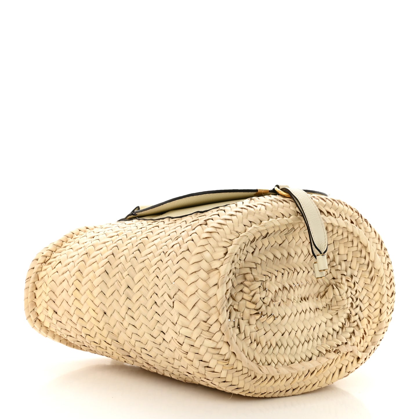 Raffia Grain Calfskin Medium Marcie Basket White