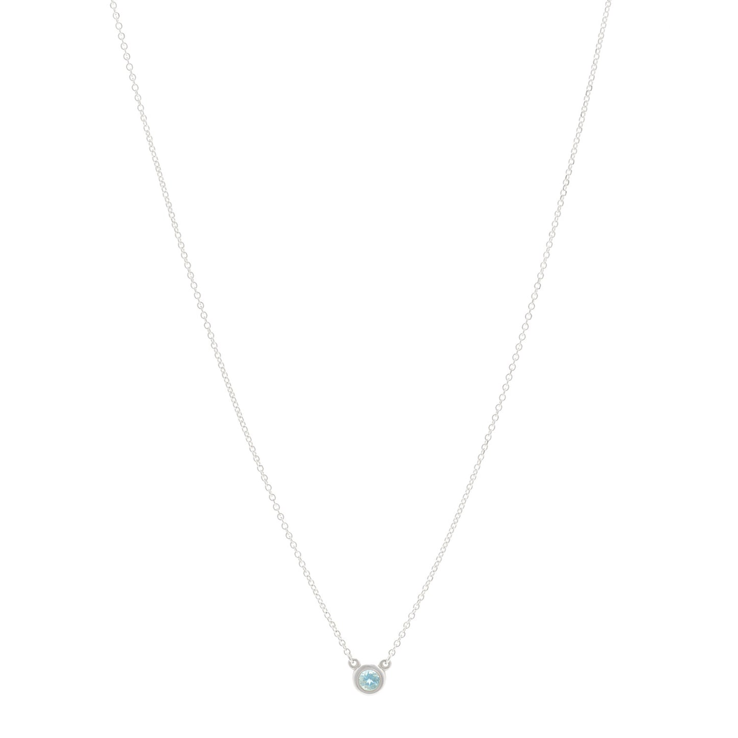 Sterling Silver Aquamarine Elsa Peretti Color by the Yard Pendant Necklace