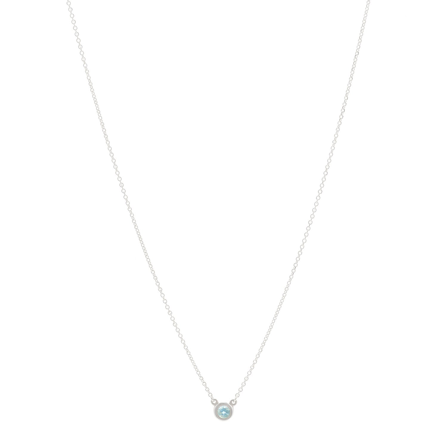 Tiffany Sterling Silver Aquamarine Elsa Peretti Color by the Yard Pendant Necklace 1 of 5