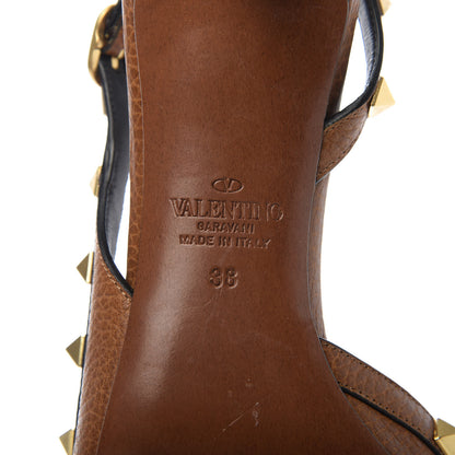 Valentino Garavani Pebbled Calfskin Rockstud Half D'Orsay Slingback 50mm Pumps 38 Cuoio 7 of 10