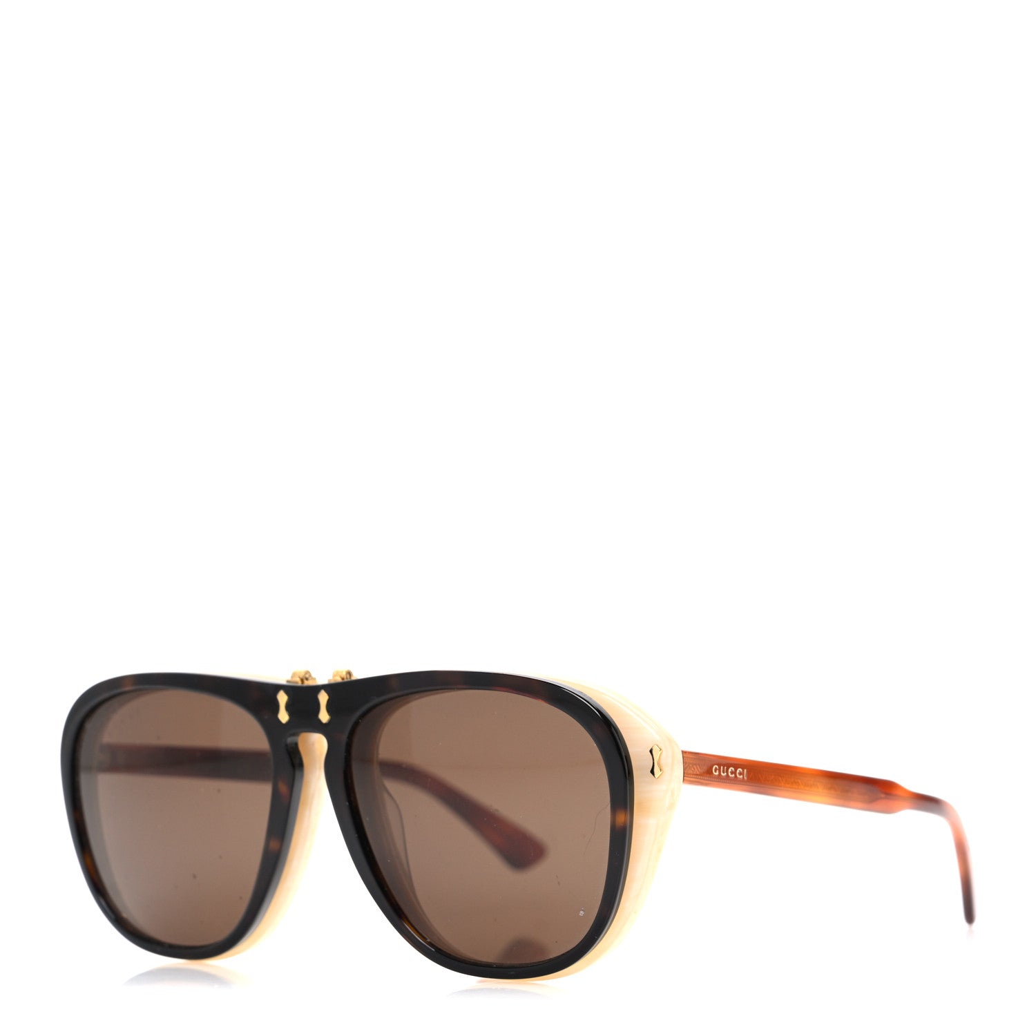 Gucci Aviator Flip Up Sunglasses GG0087S Havana 1 of 8