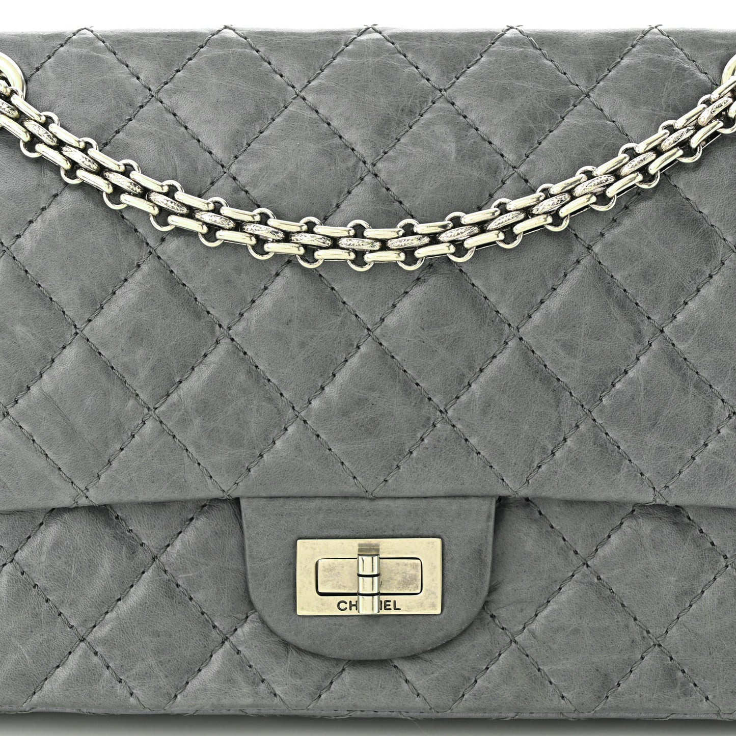 Aged Calfskin Quilted 50th Anniversary 2.55 Reissue 225 Flap Grey