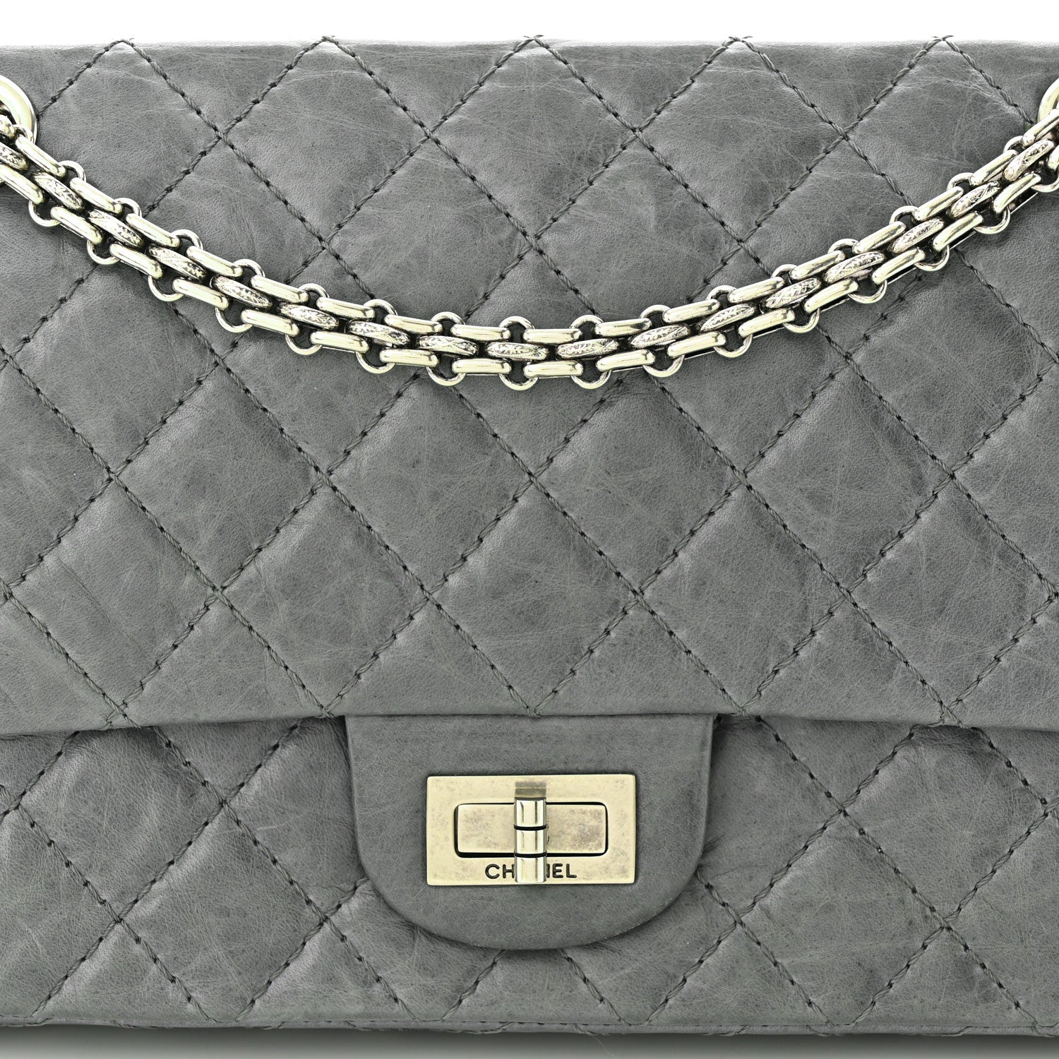 Chanel Aged Calfskin Quilted 50th Anniversary 2.55 Reissue 225 Flap Grey 8 of 11