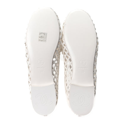 Chanel Braided Lambskin CC Mocassin Loafers 39 White 6 of 8