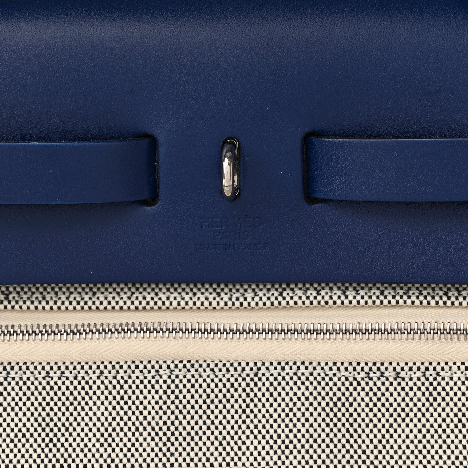 Hermes Vache Hunter Toile H Brides de Gala Herbag Zip Retourne 31 PM Bleu De France Ecru Black 8 of 16