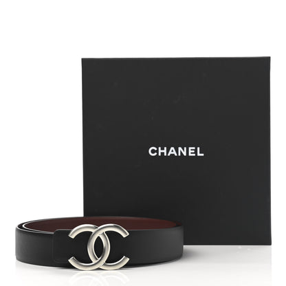 Chanel Calfskin CC Reversible Belt 80 32 Black Burgundy 6 of 6