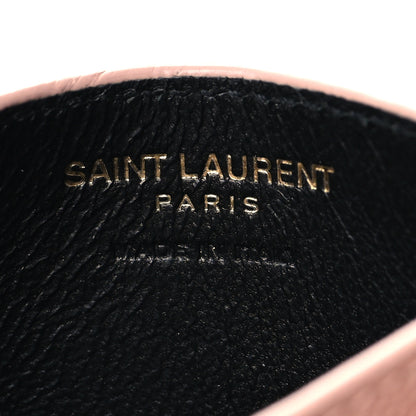 Saint Laurent Grain De Poudre Matelasse Chevron Monogram Credit Card Case Pale Pink 6 of 8