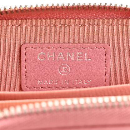 Chanel Lambskin Quilted Crossing Zip Around Coin Purse Pink 6 of 10